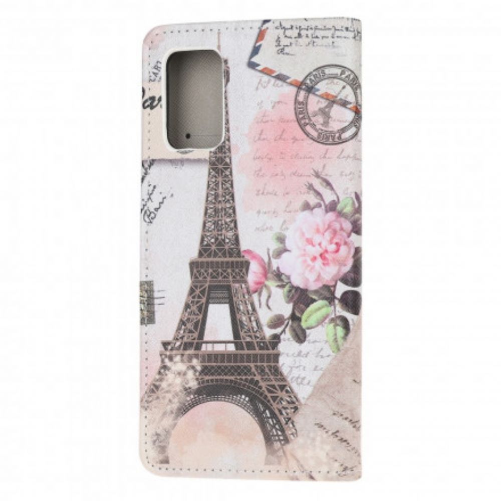 Folio-hoesje voor Moto G9 Plus Retro Eiffeltoren
