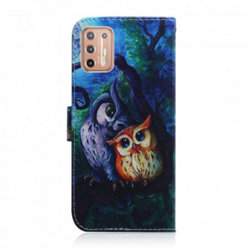 Folio-hoesje voor Moto G9 Plus Uilen Schilderen