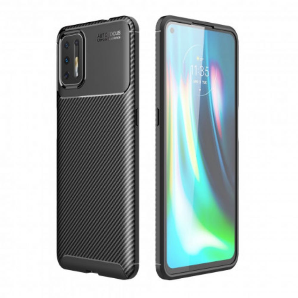 Hoesje voor Moto G9 Plus Koolstofvezeltextuur Flexibel