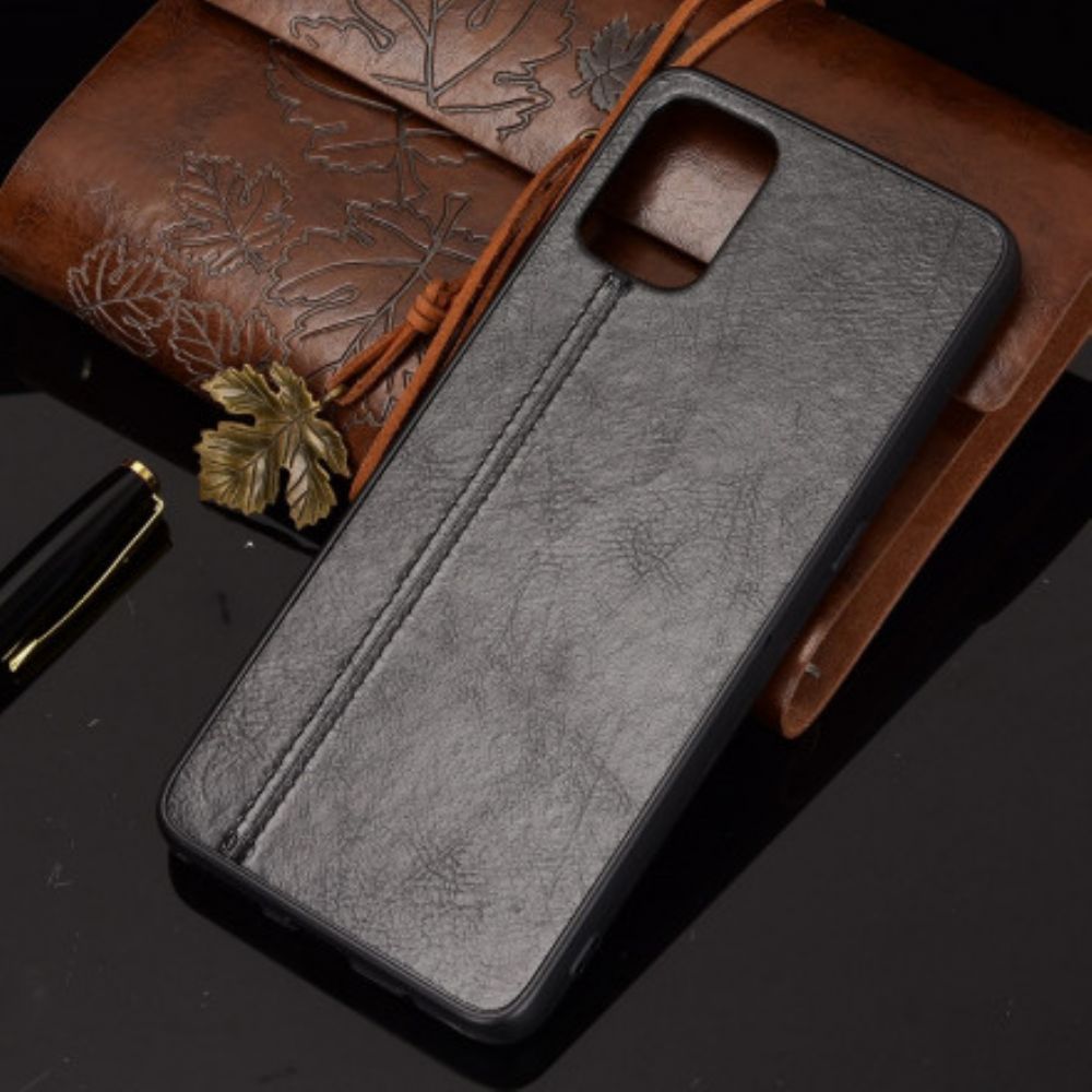 Hoesje voor Moto G9 Plus Naad Leereffect
