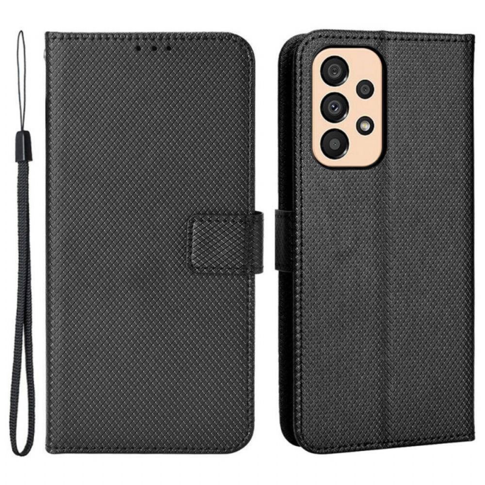 Folio-hoesje voor Samsung Galaxy M23 5G Gestructureerd Patroon Met Riem