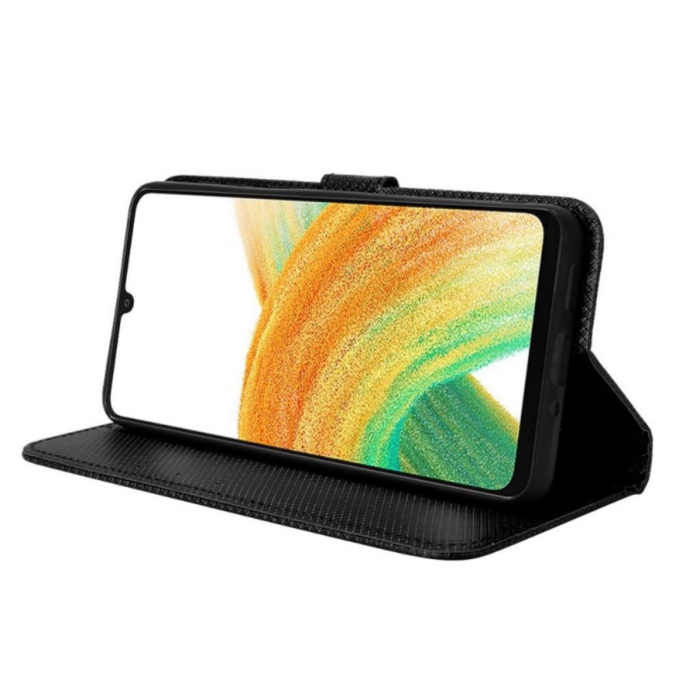 Folio-hoesje voor Samsung Galaxy M23 5G Gestructureerd Patroon Met Riem