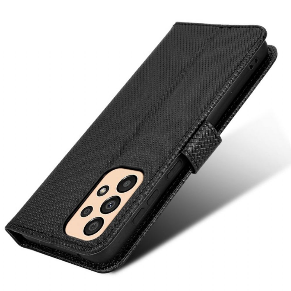 Folio-hoesje voor Samsung Galaxy M23 5G Gestructureerd Patroon Met Riem