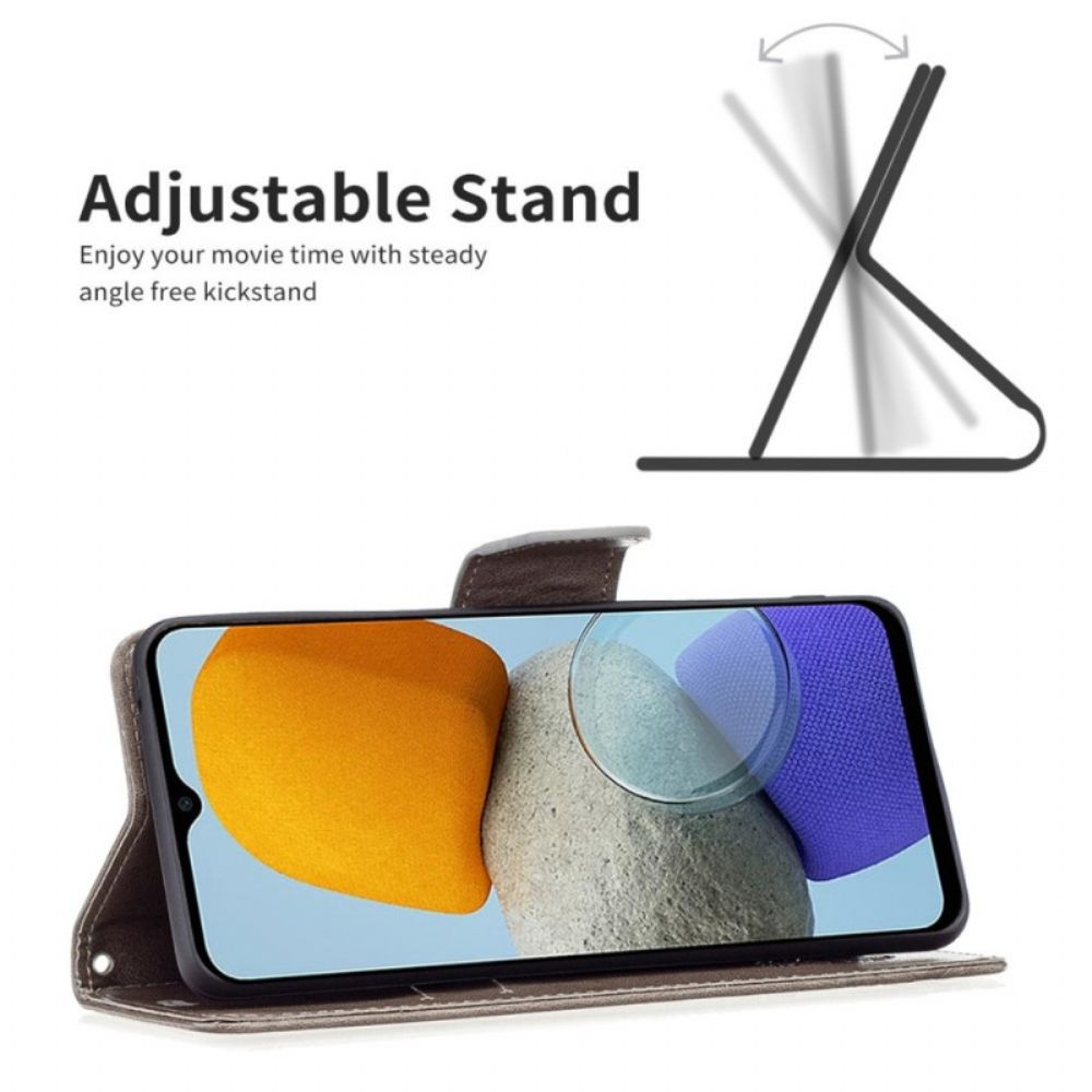 Folio-hoesje voor Samsung Galaxy M23 5G Met Ketting Bandje Met Vlinderprint