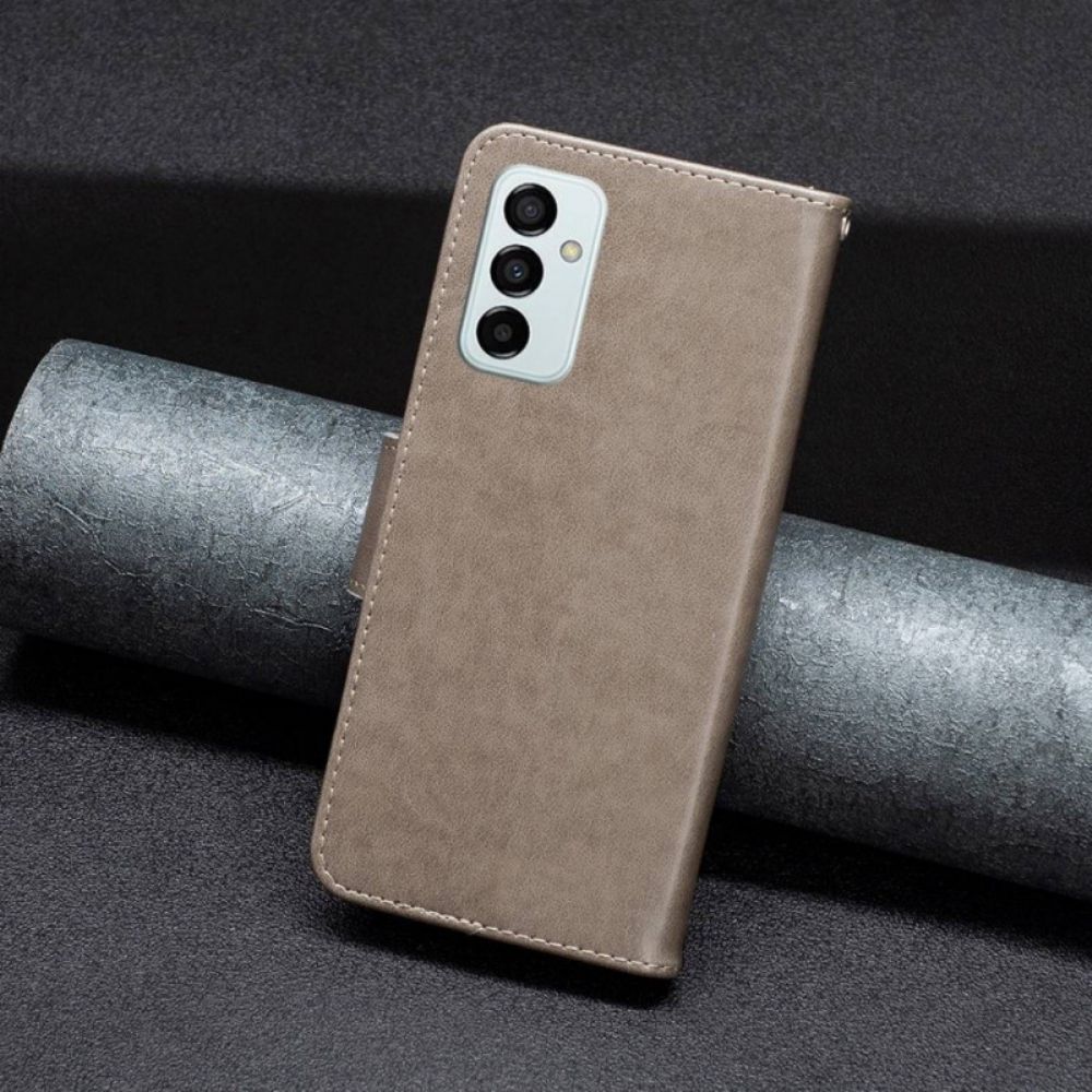 Folio-hoesje voor Samsung Galaxy M23 5G Met Ketting Bandje Met Vlinderprint