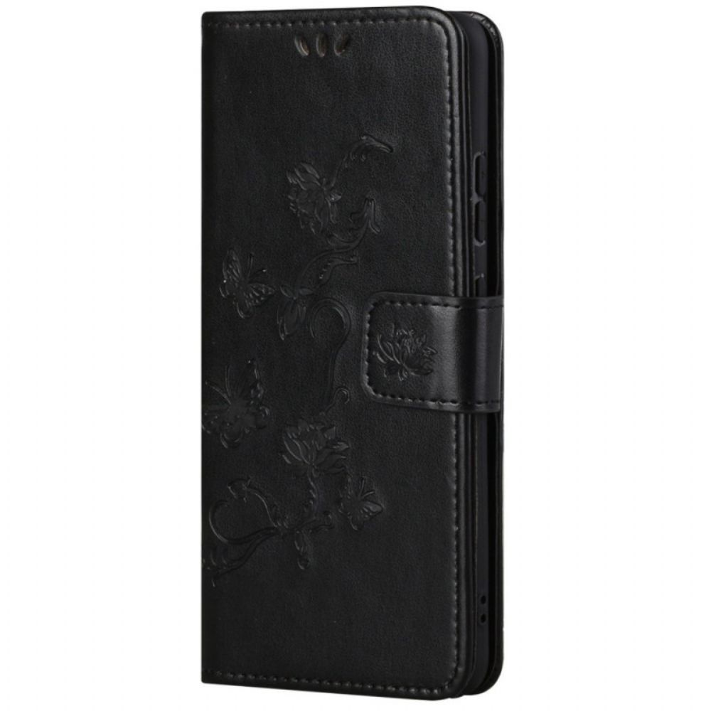 Folio-hoesje voor Samsung Galaxy M23 5G Met Ketting Thong Bloemen