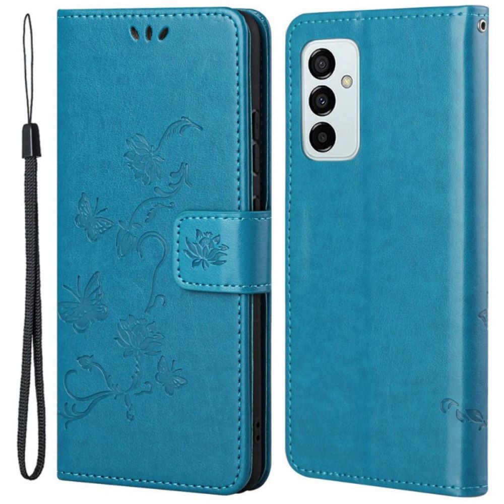 Folio-hoesje voor Samsung Galaxy M23 5G Met Ketting Thong Bloemen