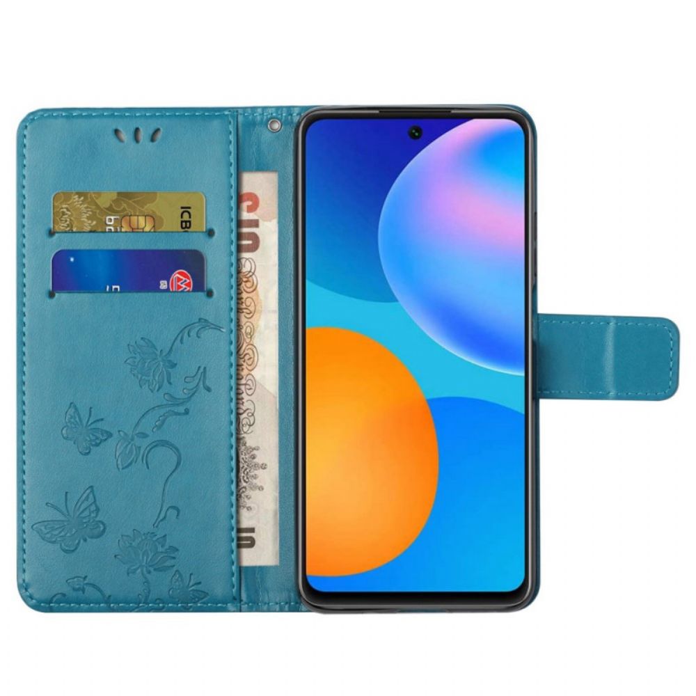 Folio-hoesje voor Samsung Galaxy M23 5G Met Ketting Thong Bloemen