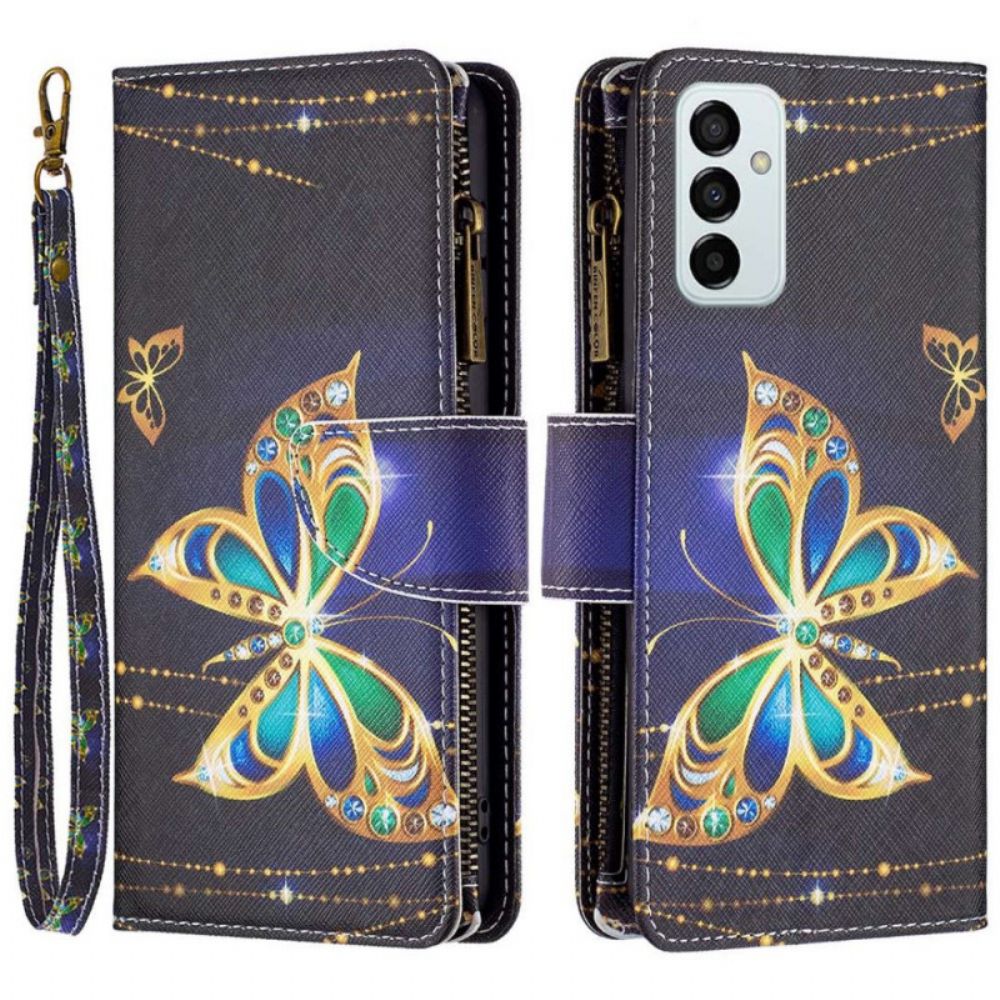 Leren Hoesje voor Samsung Galaxy M23 5G Butterfly Portemonnee En Lanyard