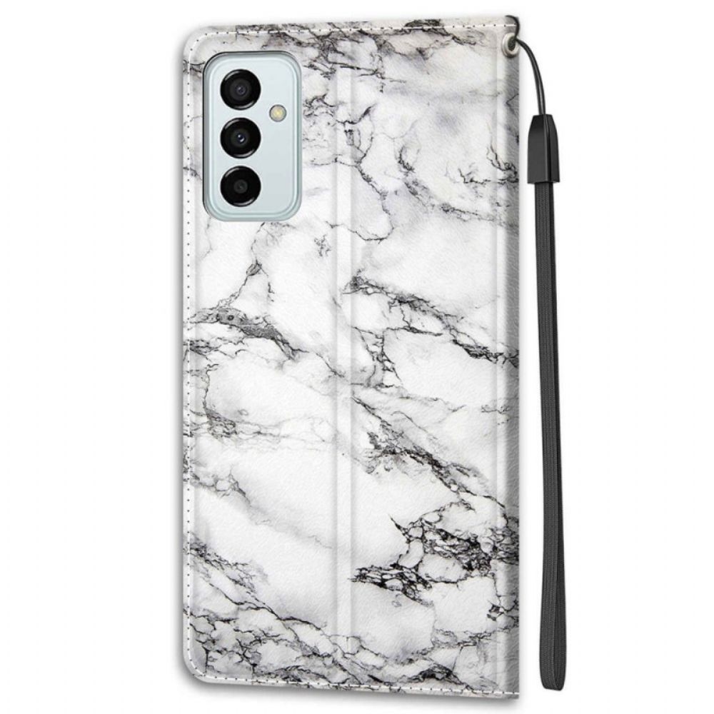 Leren Hoesje voor Samsung Galaxy M23 5G Marmer En Riem