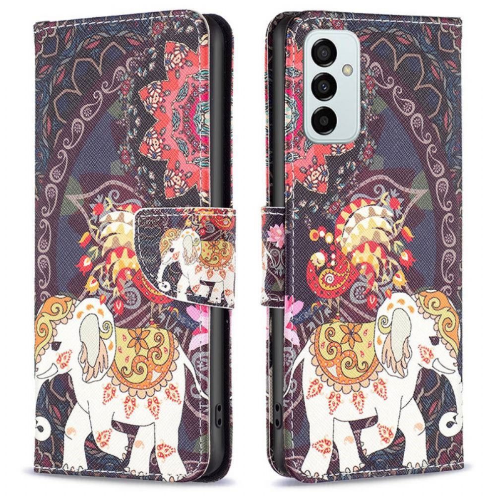 Leren Hoesje voor Samsung Galaxy M23 5G Tribale Olifant