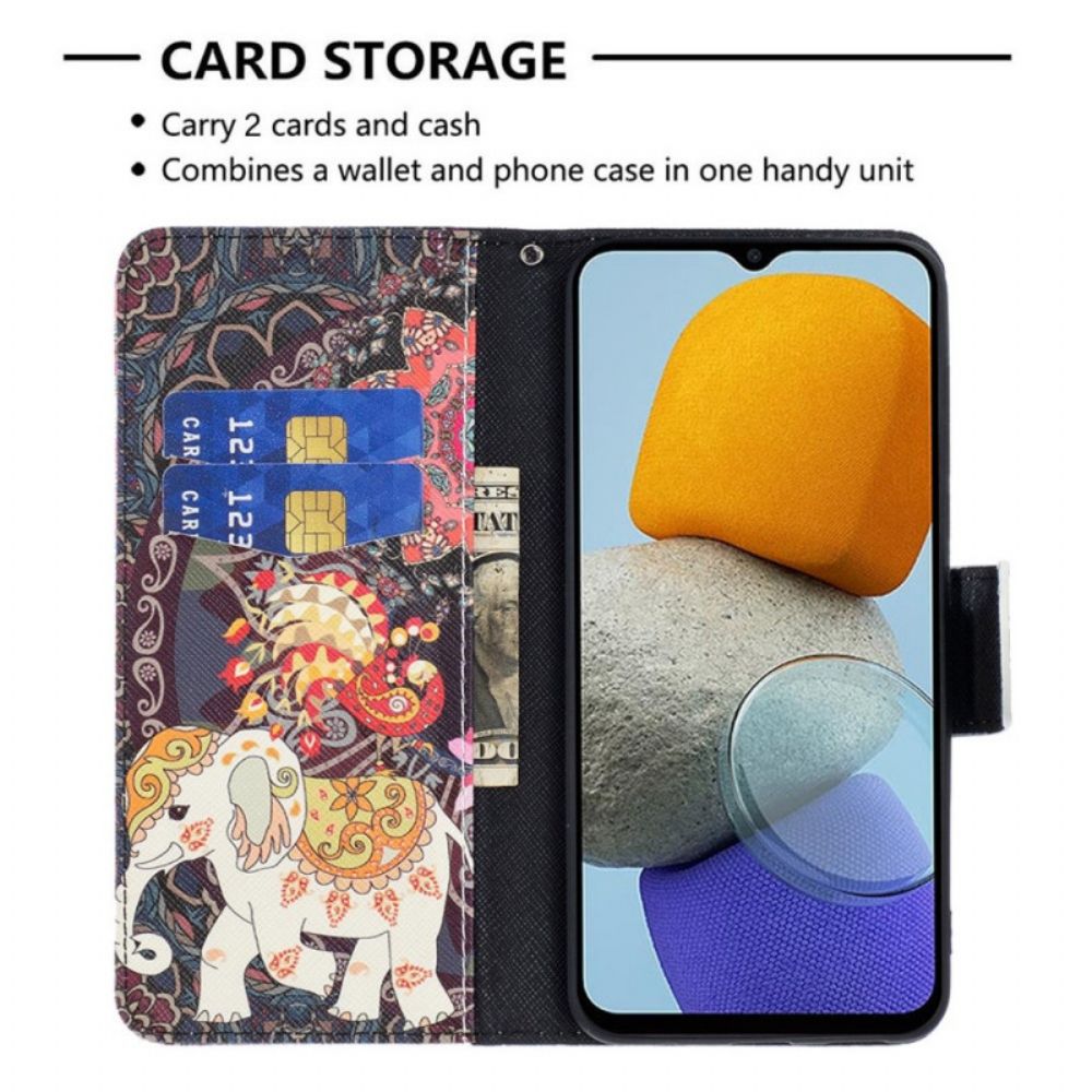 Leren Hoesje voor Samsung Galaxy M23 5G Tribale Olifant