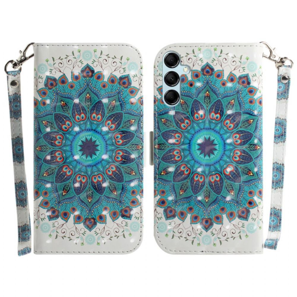 Folio-hoesje Samsung Galaxy A15 Groene Mandala Met Bandje