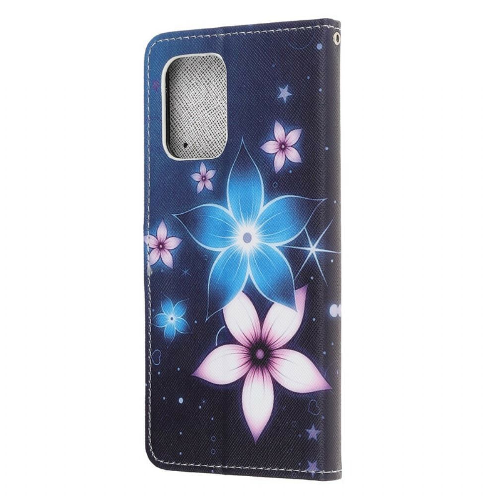 Flip Case voor Samsung Galaxy S10 Lite Met Ketting Maanband Bloemen