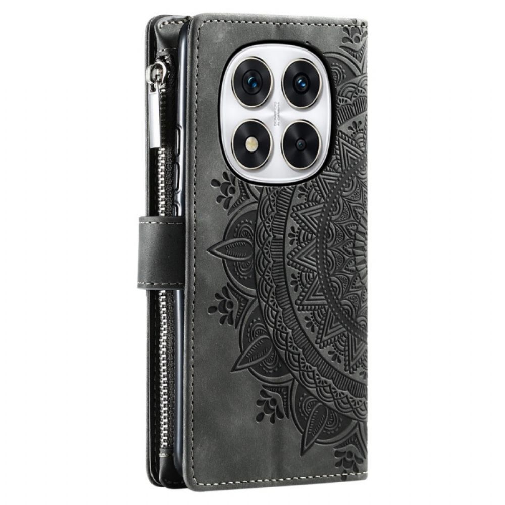 Cover Voor Xiaomi Redmi Note 14 Pro Plus 5g Mandala Portemonnee Met Suède-effect