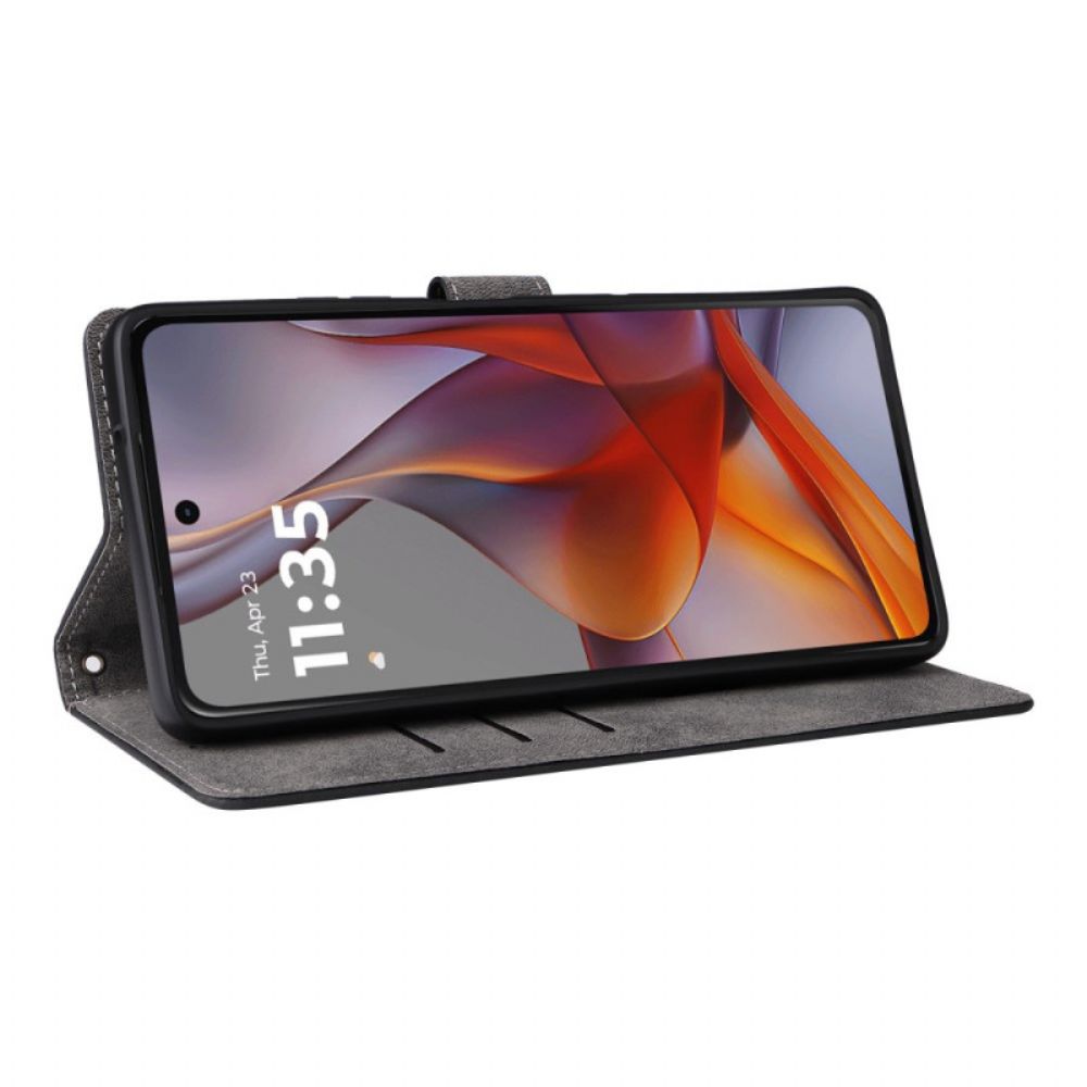 Flip Case Leren Xiaomi Redmi Note 14 Pro Plus 5g Suède Variant Met Bandje