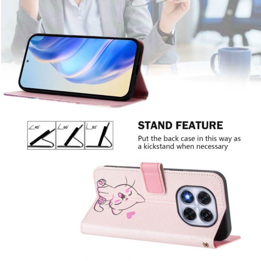 Folio-hoesje Xiaomi Redmi Note 14 Pro Plus 5g Telefoonhoesje Schattig Kattenpatroon