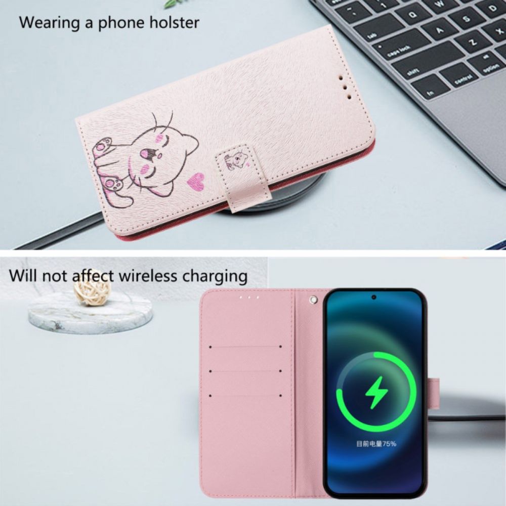 Folio-hoesje Xiaomi Redmi Note 14 Pro Plus 5g Telefoonhoesje Schattig Kattenpatroon