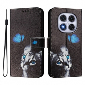 Folio-hoesje Xiaomi Redmi Note 14 Pro Plus 5g Telefoonhoesje Vlinder- En Kattenpatroon