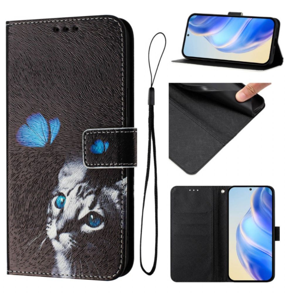 Folio-hoesje Xiaomi Redmi Note 14 Pro Plus 5g Telefoonhoesje Vlinder- En Kattenpatroon