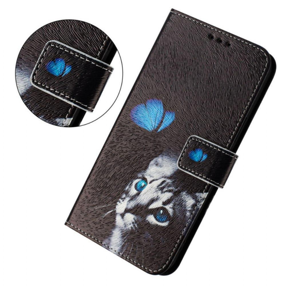 Folio-hoesje Xiaomi Redmi Note 14 Pro Plus 5g Telefoonhoesje Vlinder- En Kattenpatroon