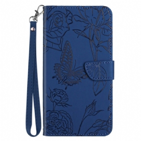 Folio-hoesje Xiaomi Redmi Note 14 Pro Plus 5g Vlinderprint Met Bandje