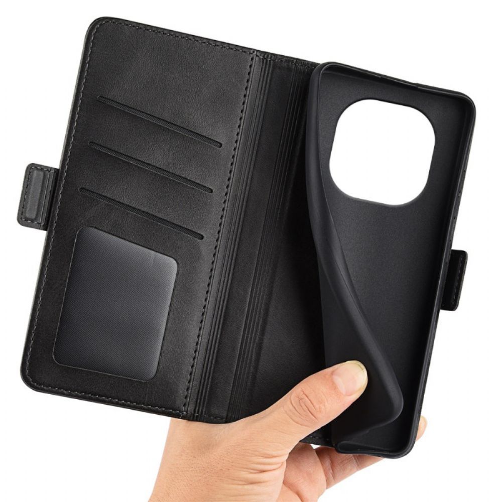 Leren Hoesje Voor Xiaomi Redmi Note 14 Pro Plus 5g Dubbele Sluiting