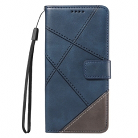 Leren Hoesje Voor Xiaomi Redmi Note 14 Pro Plus 5g Tweekleurige Gestreepte Strap-on