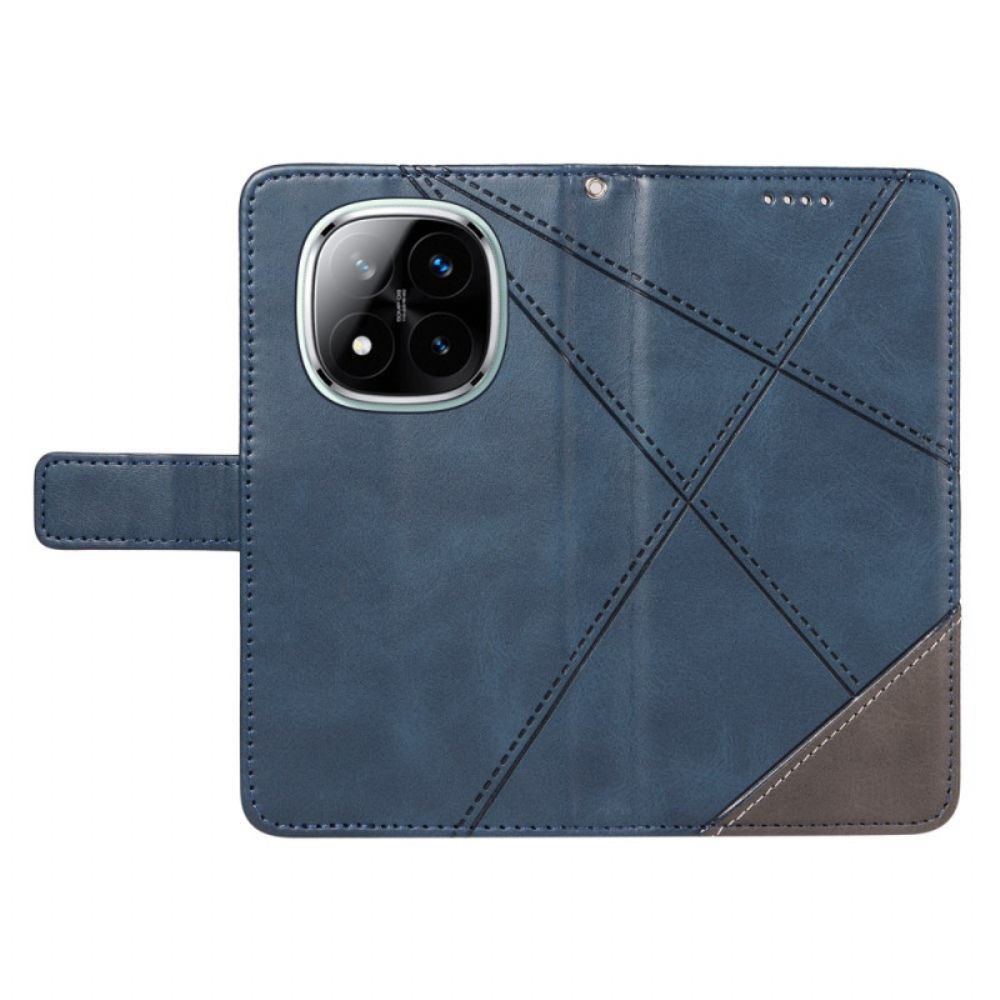 Leren Hoesje Voor Xiaomi Redmi Note 14 Pro Plus 5g Tweekleurige Gestreepte Strap-on