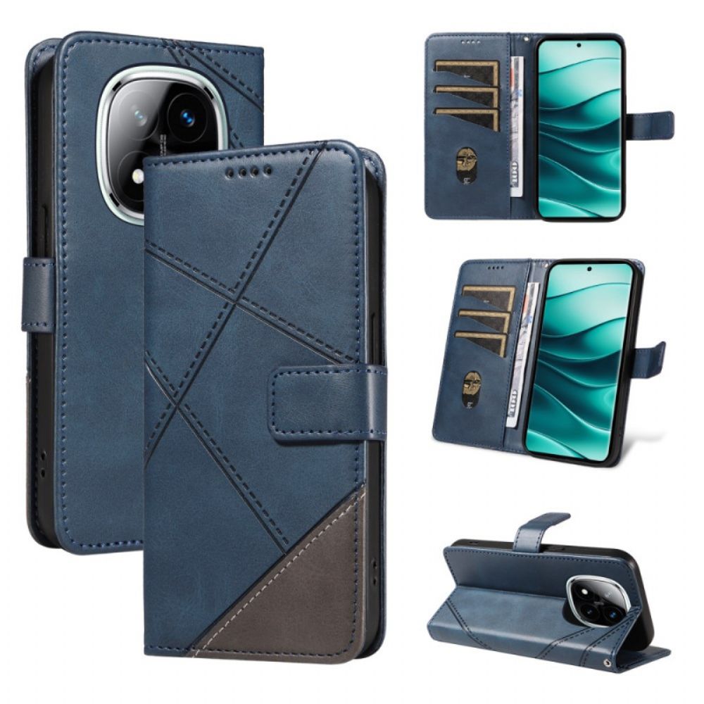 Leren Hoesje Voor Xiaomi Redmi Note 14 Pro Plus 5g Tweekleurige Gestreepte Strap-on