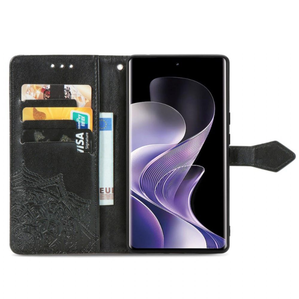 Leren Hoesje Xiaomi Redmi Note 14 Pro Plus 5g Barok Mandala Bescherming Hoesje
