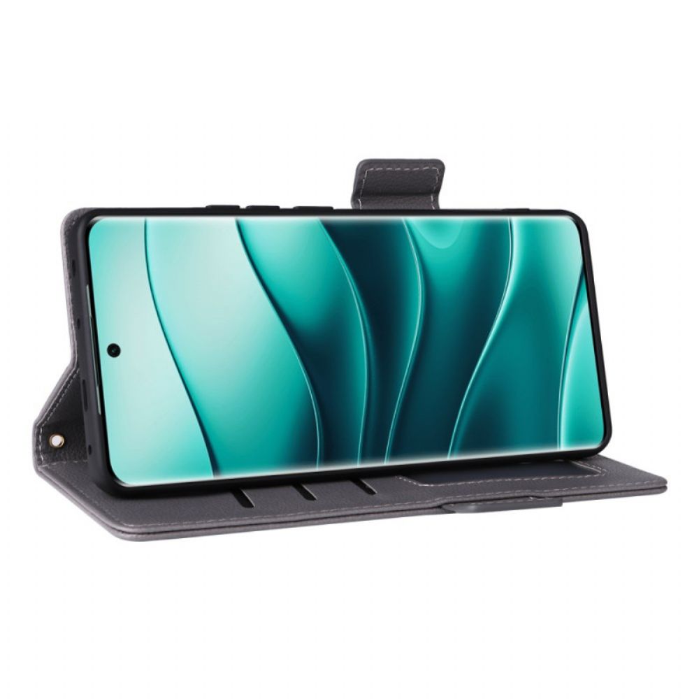 Leren Hoesje Xiaomi Redmi Note 14 Pro Plus 5g Gestructureerd Oppervlak Met Bandje