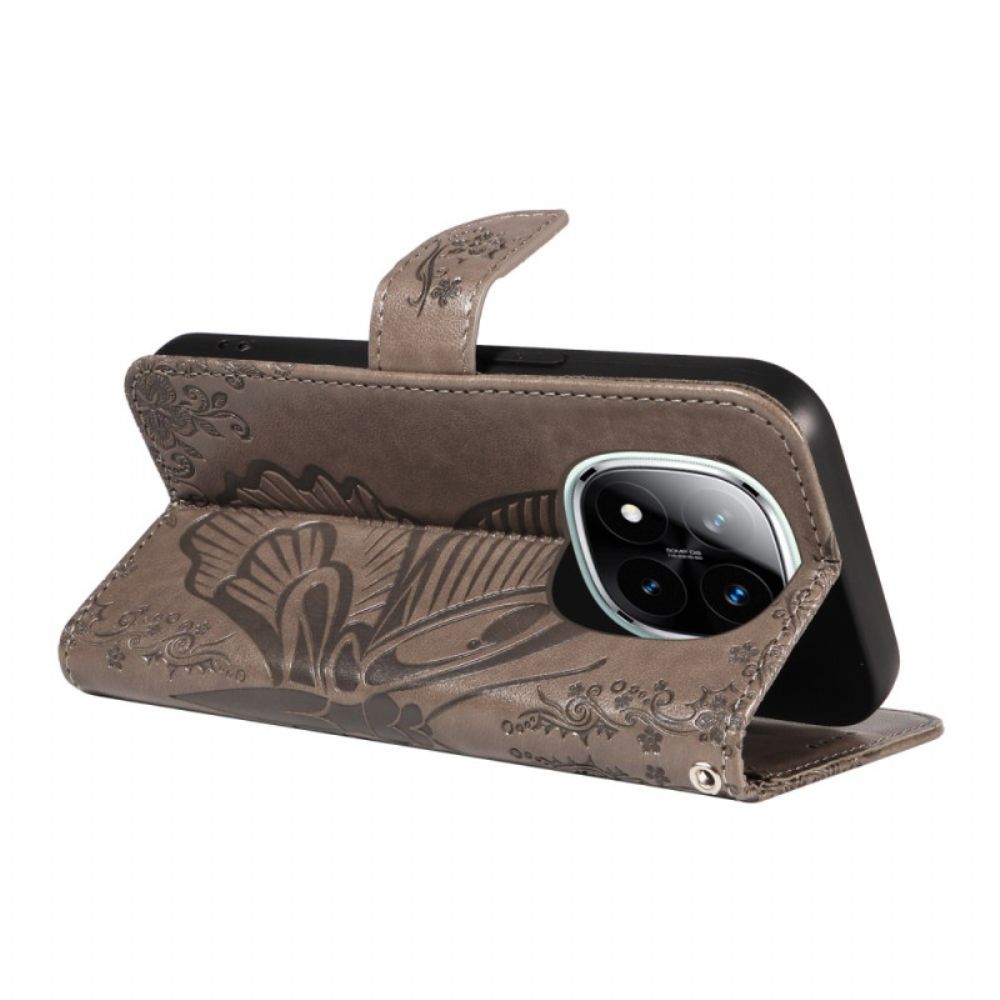 Leren Hoesje Xiaomi Redmi Note 14 Pro Plus 5g Grafische Vlinder Bescherming Hoesje