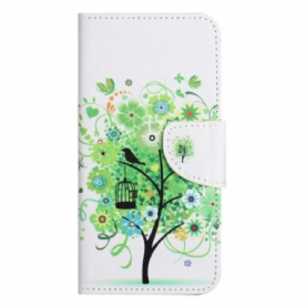 Leren Hoesje Xiaomi Redmi Note 14 Pro Plus 5g Groene Boom Bescherming Hoesje