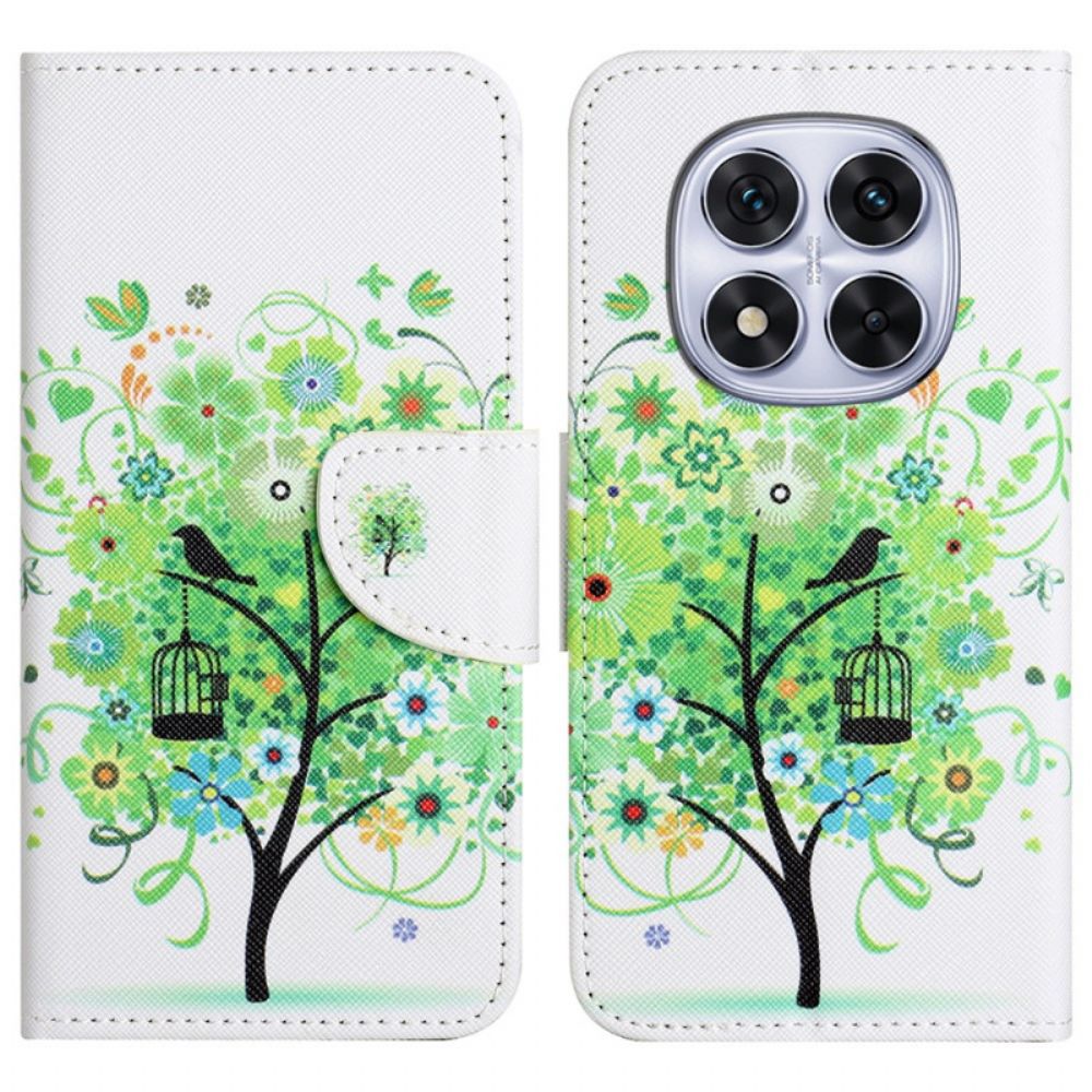 Leren Hoesje Xiaomi Redmi Note 14 Pro Plus 5g Groene Boom Bescherming Hoesje