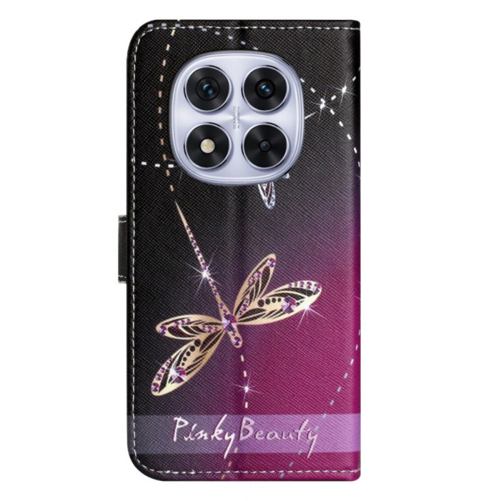 Leren Hoesje Xiaomi Redmi Note 14 Pro Plus 5g Libellen Bescherming Hoesje