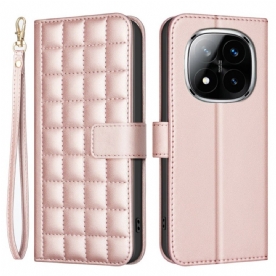 Leren Hoesje Xiaomi Redmi Note 14 Pro Plus 5g Premium Gewatteerde Band Bescherming Hoesje