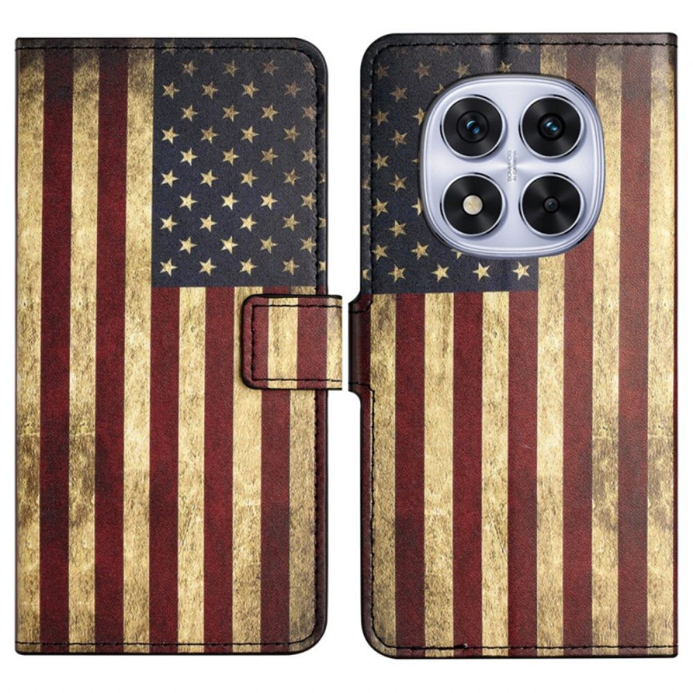 Leren Hoesje Xiaomi Redmi Note 14 Pro Plus 5g Vintage Amerikaanse Vlag Bescherming Hoesje