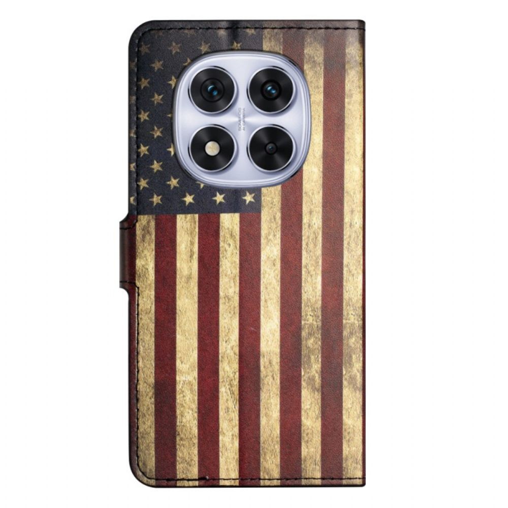 Leren Hoesje Xiaomi Redmi Note 14 Pro Plus 5g Vintage Amerikaanse Vlag Bescherming Hoesje