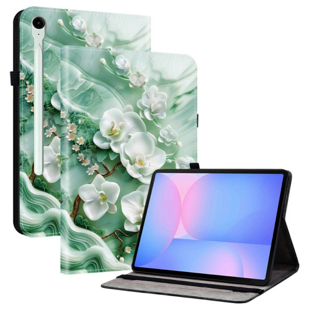 Cover Voor Samsung Galaxy Tab S10 Fe Plus Jade Bloemen