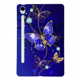 Hoesje Samsung Galaxy Tab S10 Fe Plus Blauwe En Gouden Vlinders