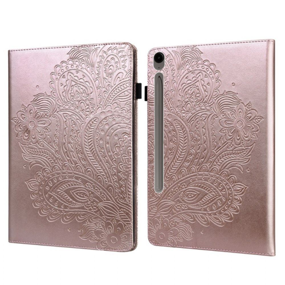 Leren Hoesje Voor Samsung Galaxy Tab S10 Fe Plus Bloemenkant