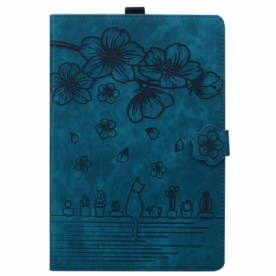 Leren Hoesje Voor Samsung Galaxy Tab S10 Fe Plus Kattenscène