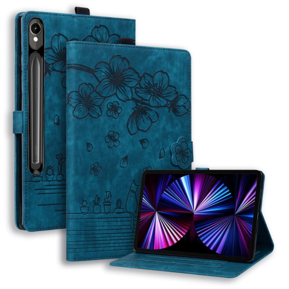Leren Hoesje Voor Samsung Galaxy Tab S10 Fe Plus Kattenscène
