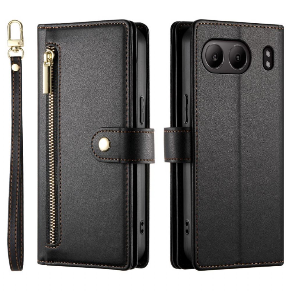 Bescherming Hoesje Oneplus Nord 4 Portemonnee Met Bandje En Schouderband