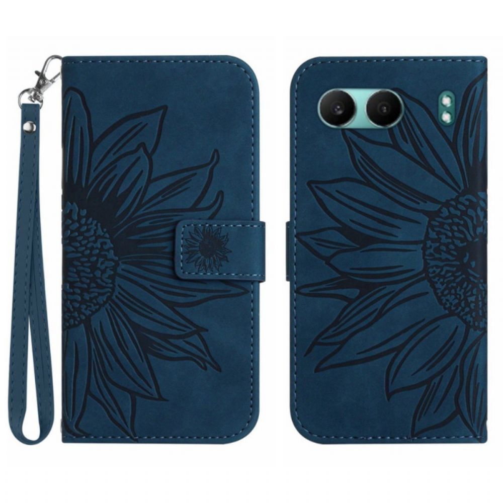 Bescherming Hoesje Oneplus Nord 4 Zonnebloemprint En Band