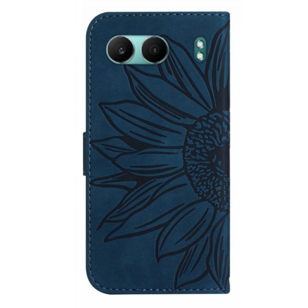 Bescherming Hoesje Oneplus Nord 4 Zonnebloemprint En Band