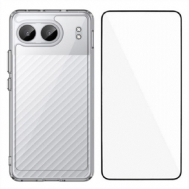 Cover Hoesje Oneplus Nord 4 Telefoonhoesje Transparant Met Gehard Glazen Schermbeschermer