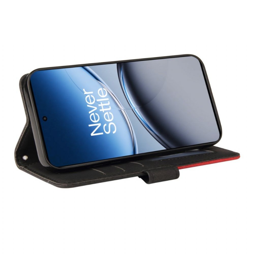 Flip Case Leren Oneplus Nord 4 Tweekleurige Golvende Lijn