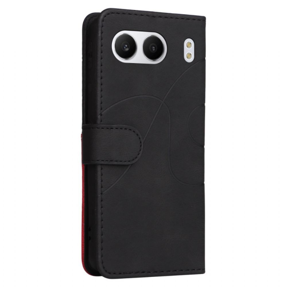 Flip Case Leren Oneplus Nord 4 Tweekleurige Golvende Lijn